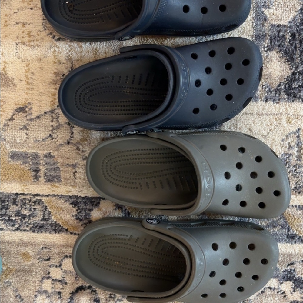 CROCS Black and Gray Mules & Clogs
